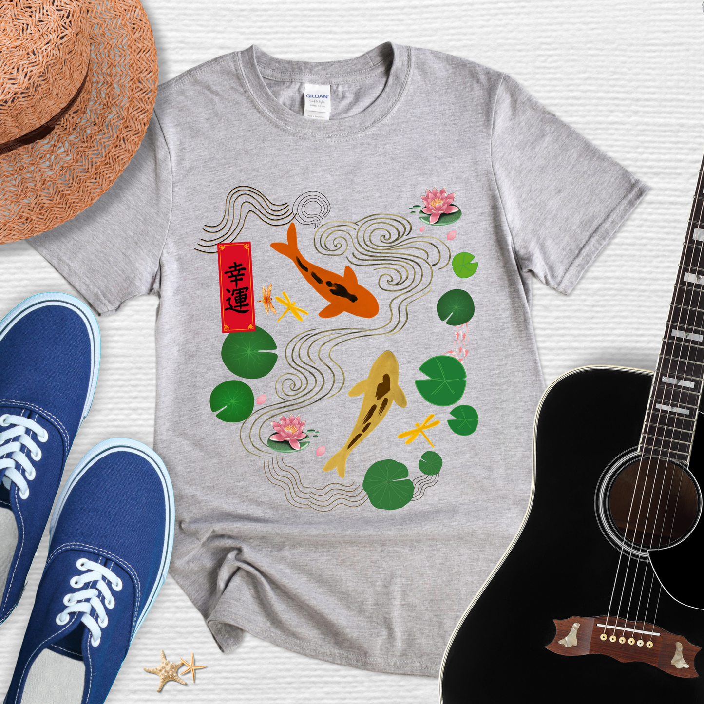 Serene Koi Fish & Good Fortune โ Japanese Inspired Tee