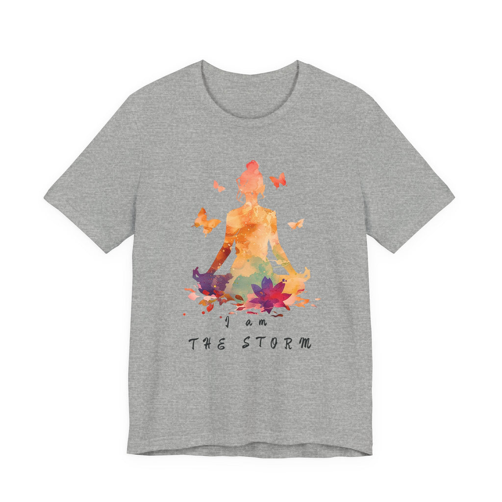 I Am The Storm meditation silhouette Tee | watercolor lotus, butterflies