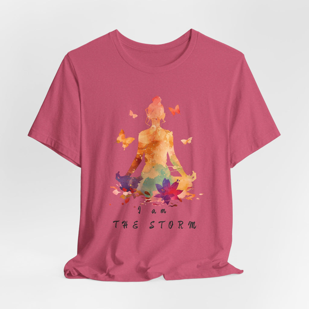 I Am The Storm meditation silhouette Tee | watercolor lotus, butterflies
