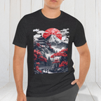 Japanese Landscape Art Tee, Unisex Short Sleeve Shirt