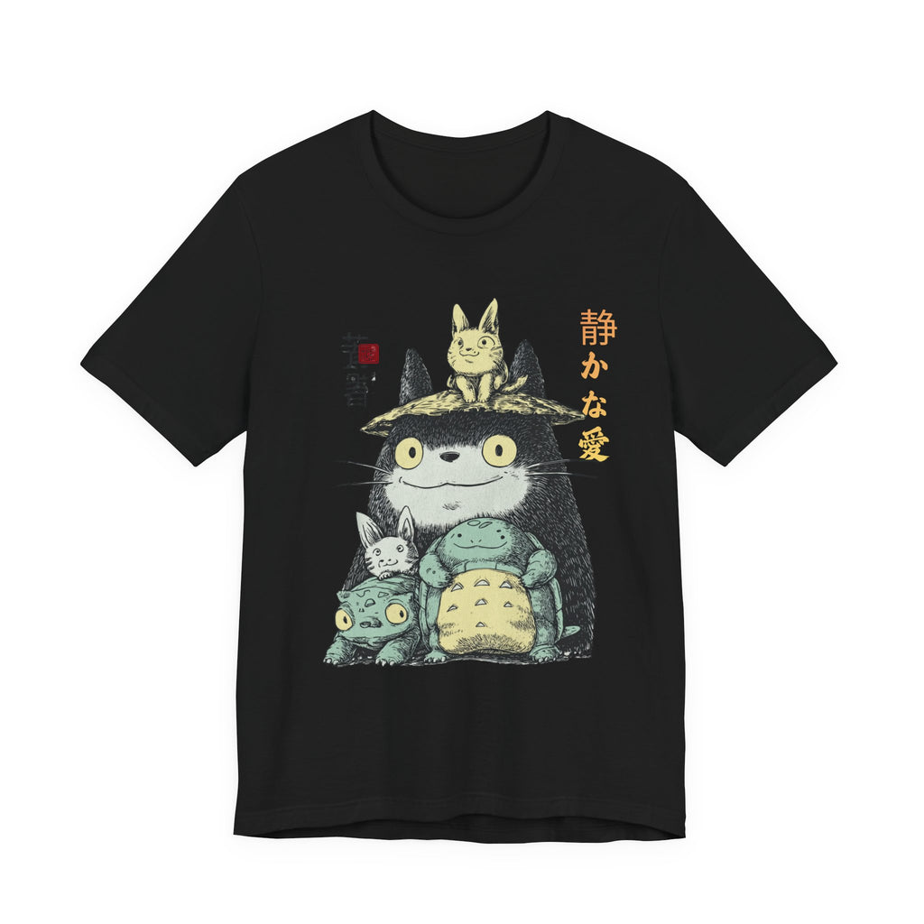 Japanese Style Cute Animal Graphic Tee with Quiet Love