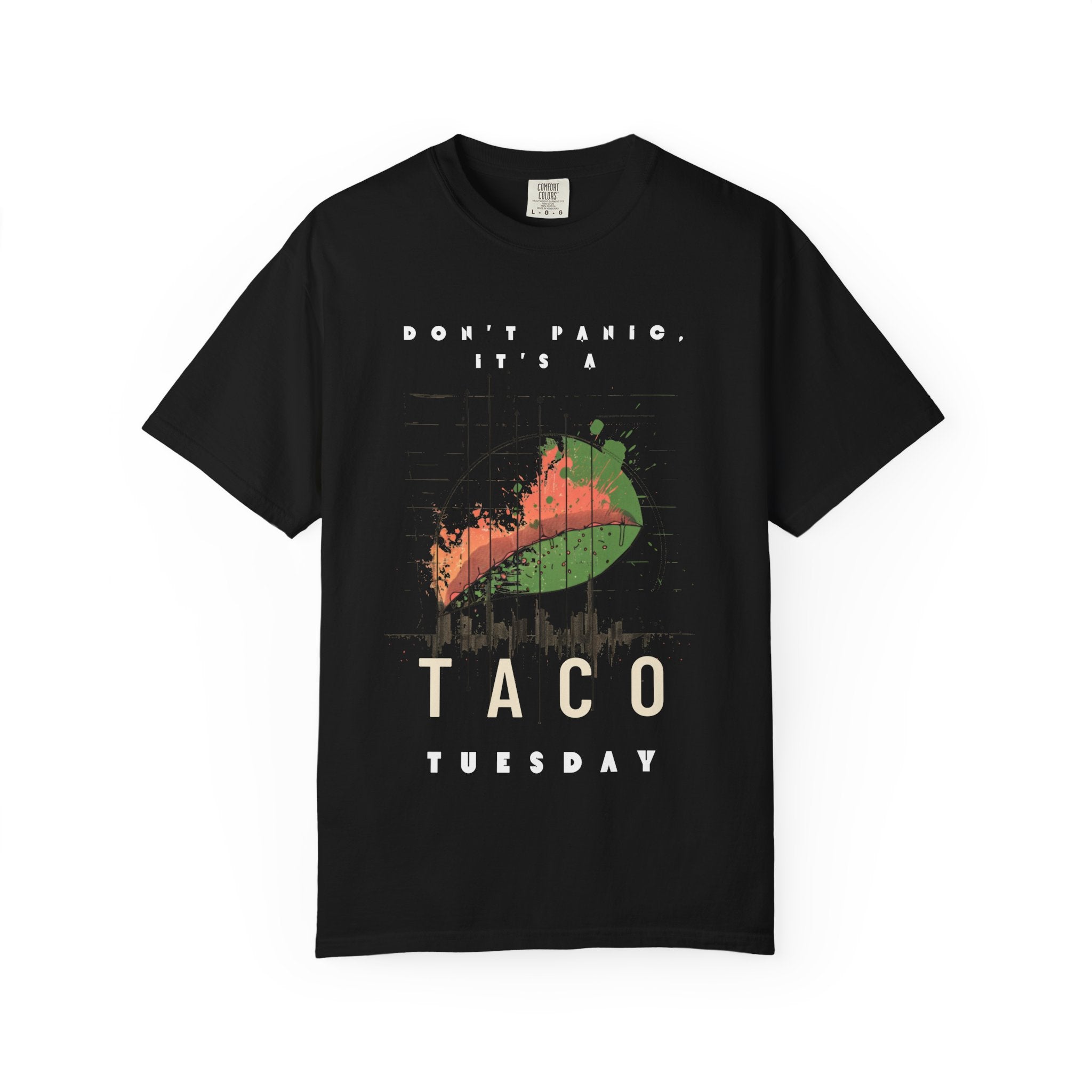 Don't Panic It's A Taco Tuesday Tee | Taco graphic, retro soundwave