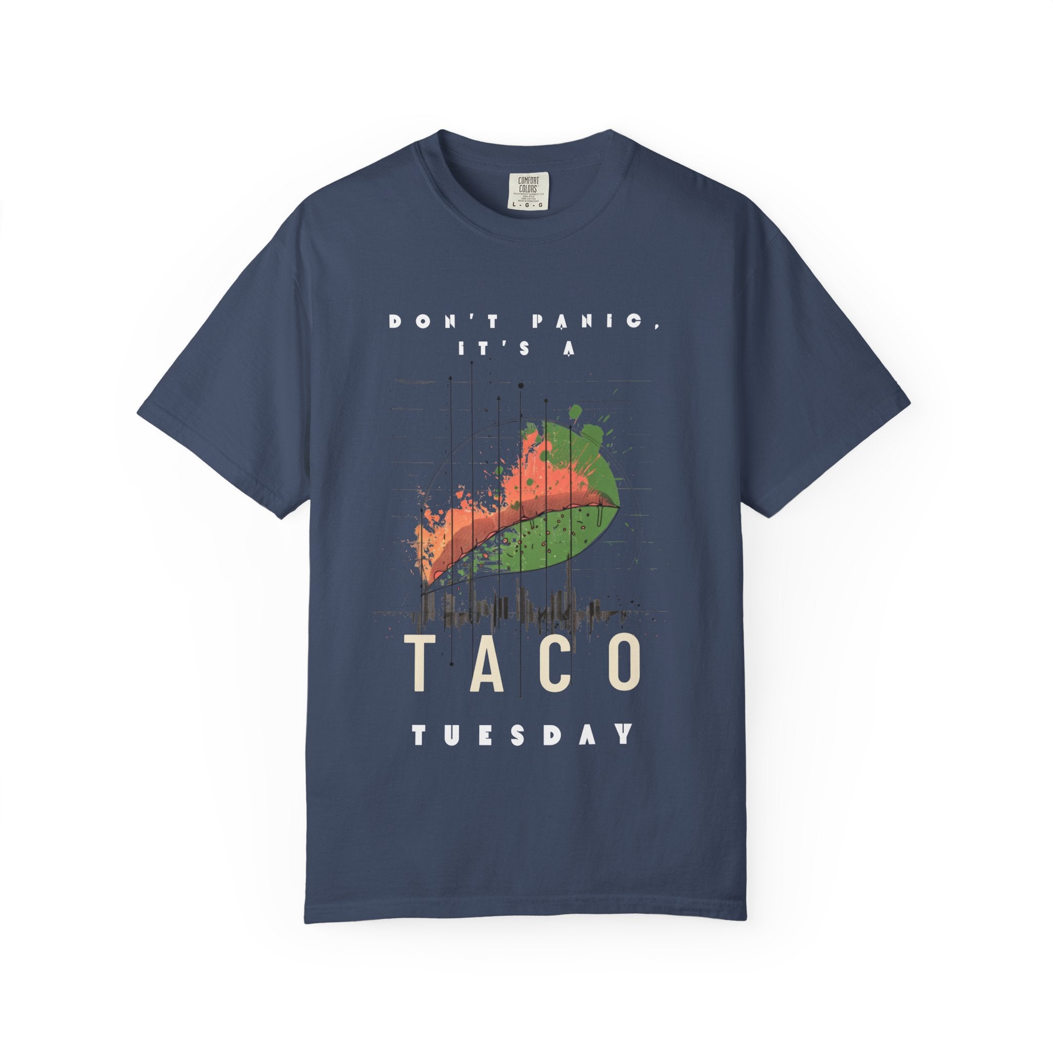 Don't Panic It's A Taco Tuesday Tee | Taco graphic, retro soundwave
