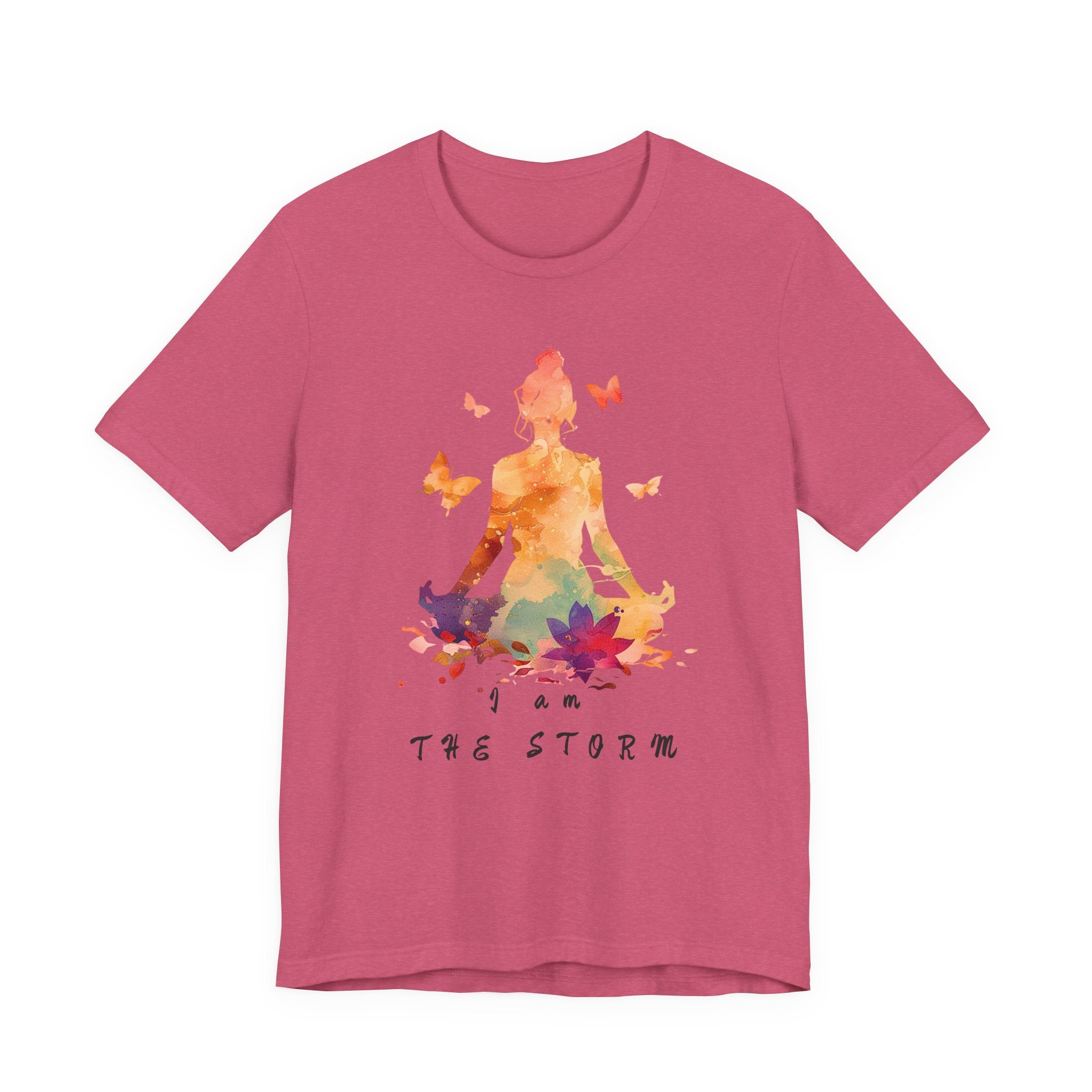 I Am The Storm meditation silhouette Tee | watercolor lotus, butterflies