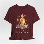 I Am The Storm meditation silhouette Tee | watercolor lotus, butterflies