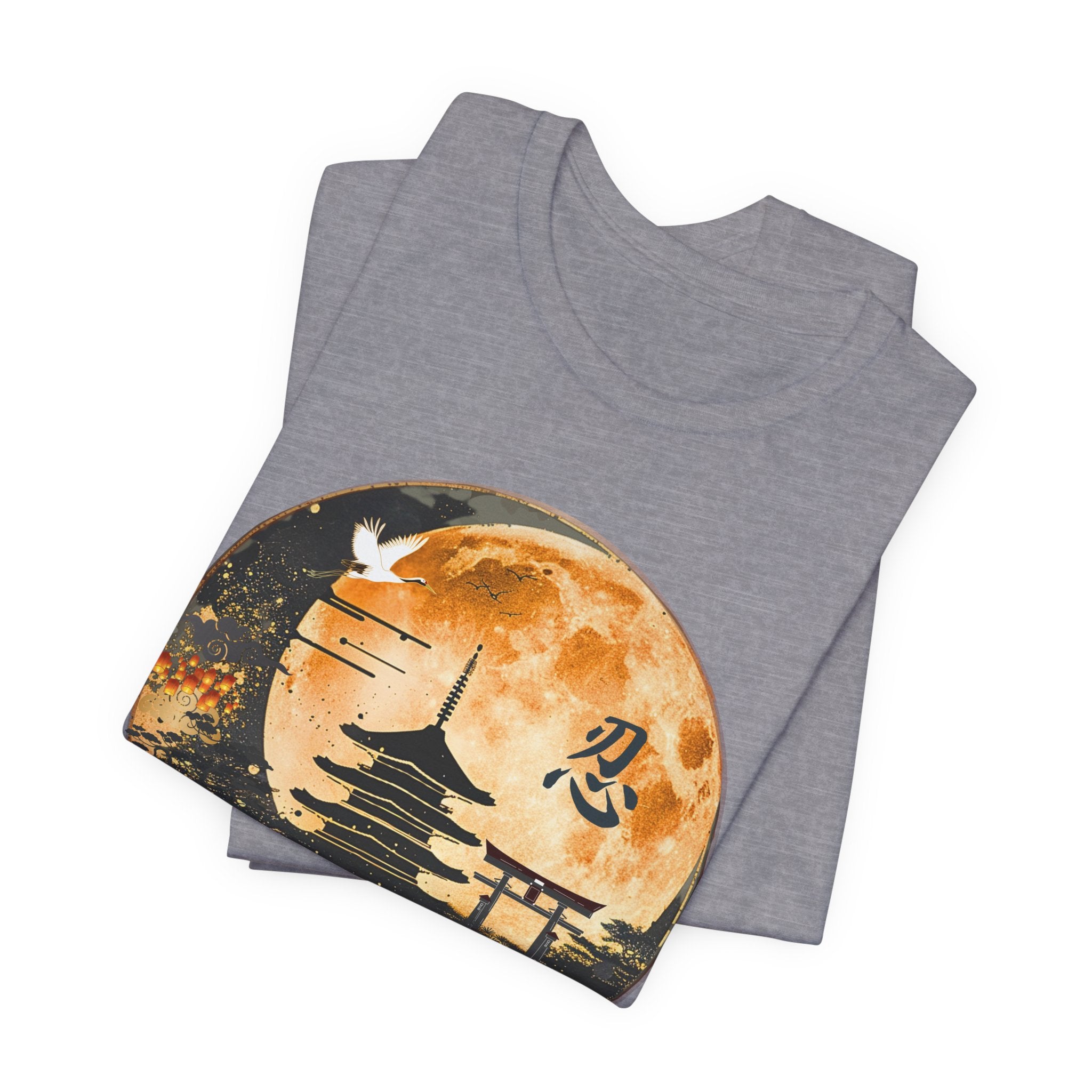 Moonlit Pagoda Tee — Japanese Temple Silhouette with Moon and Kanji