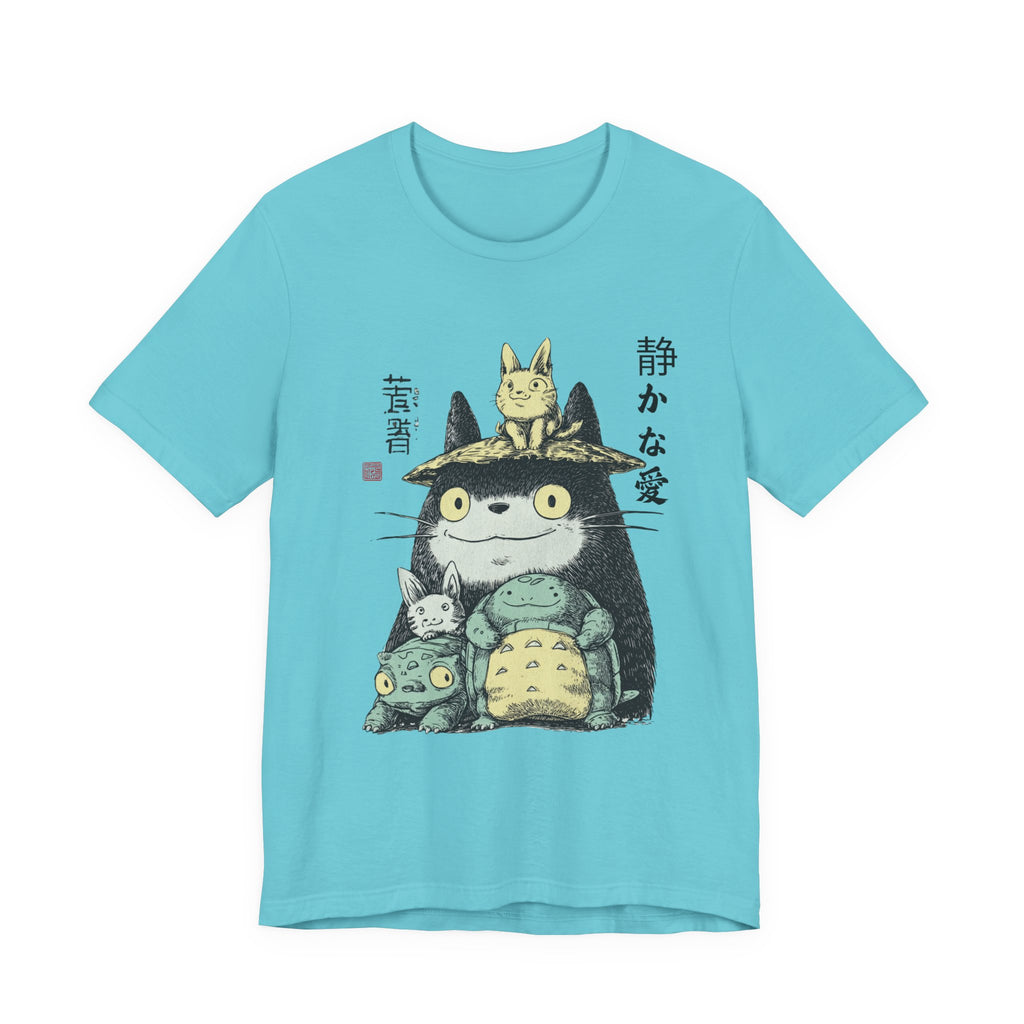 Japanese Style Cute Animal Graphic Tee with Quiet Love