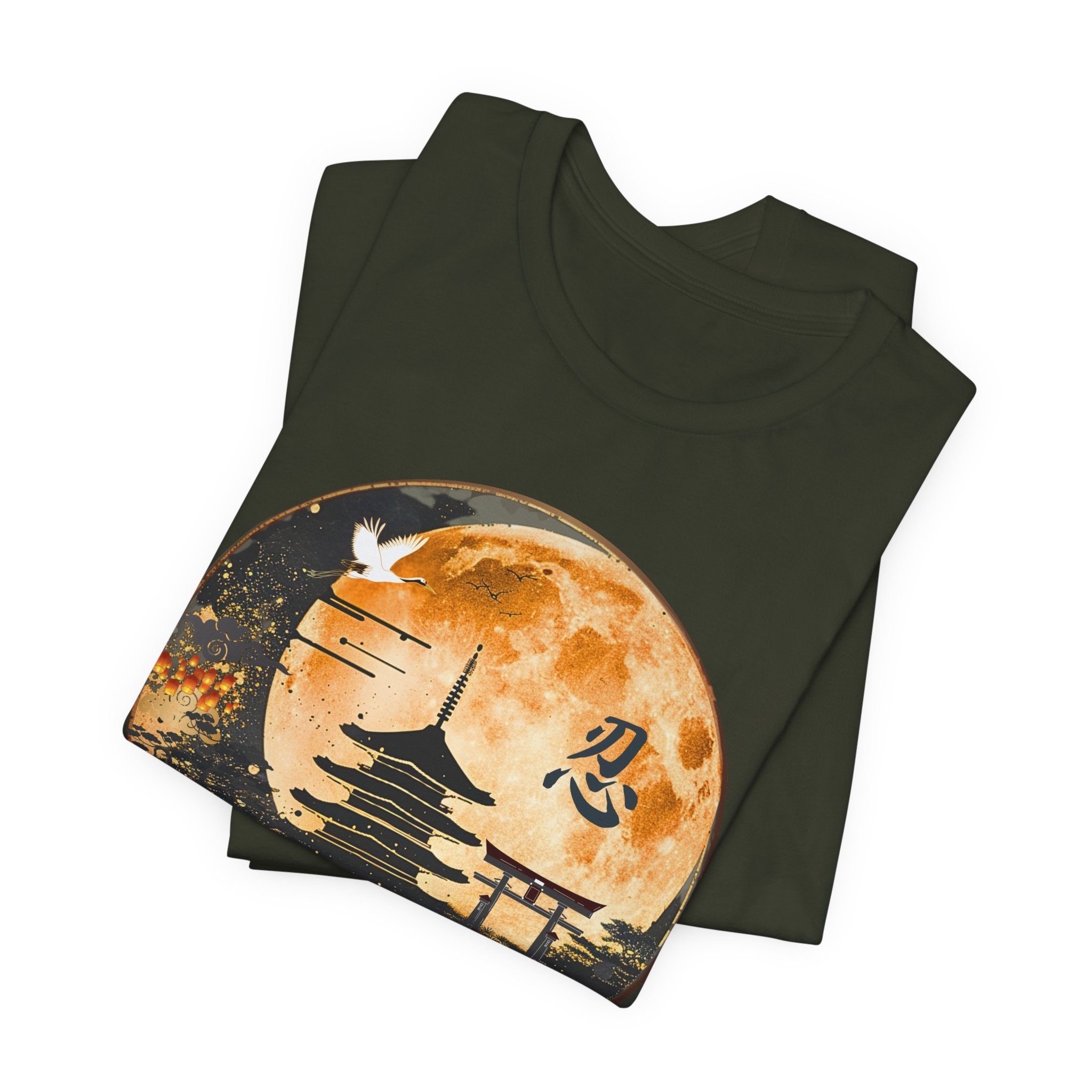 Moonlit Pagoda Tee — Japanese Temple Silhouette with Moon and Kanji