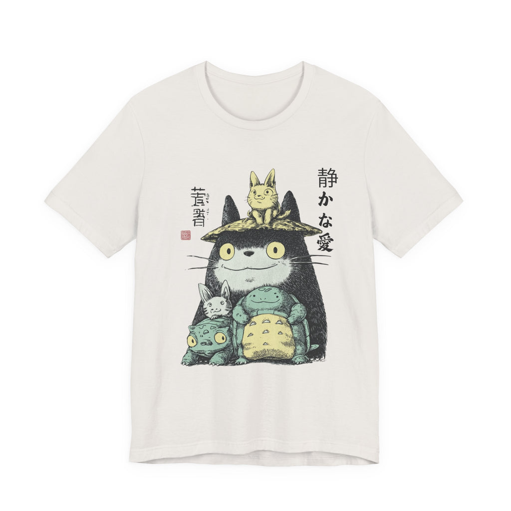 Japanese Style Cute Animal Graphic Tee with Quiet Love
