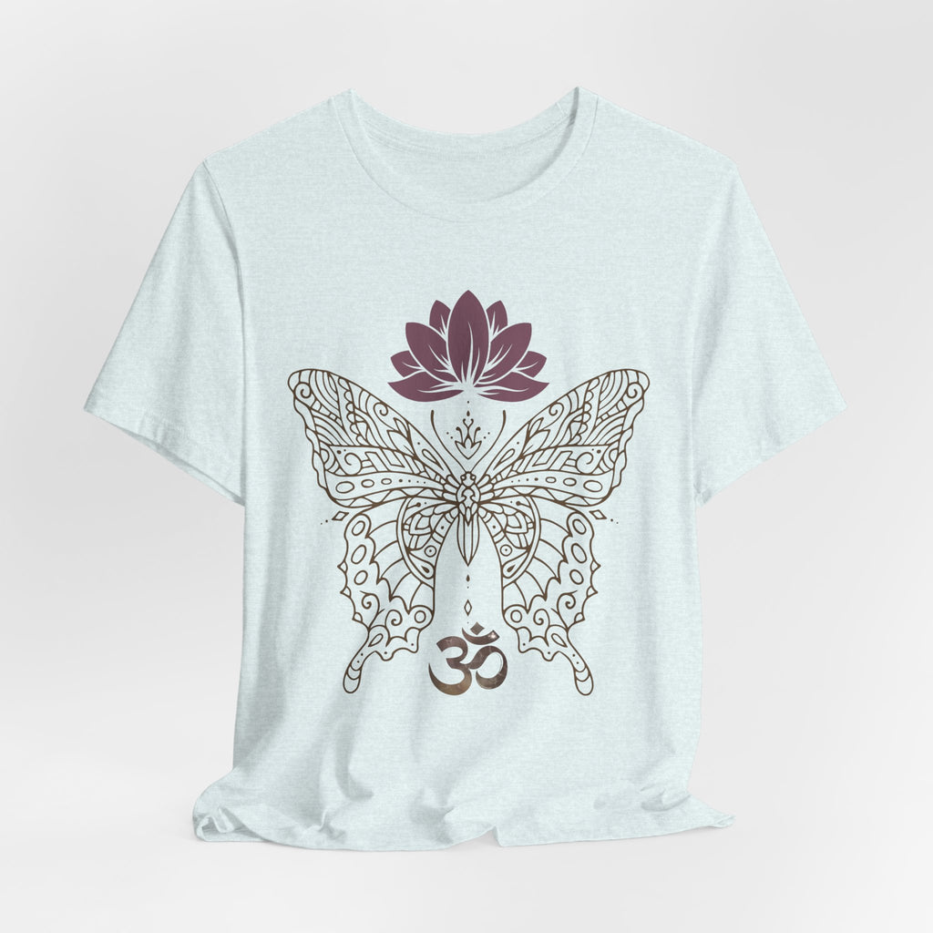 Mandala Butterfly Om Symbol T-Shirt | Lotus Meditation Tee