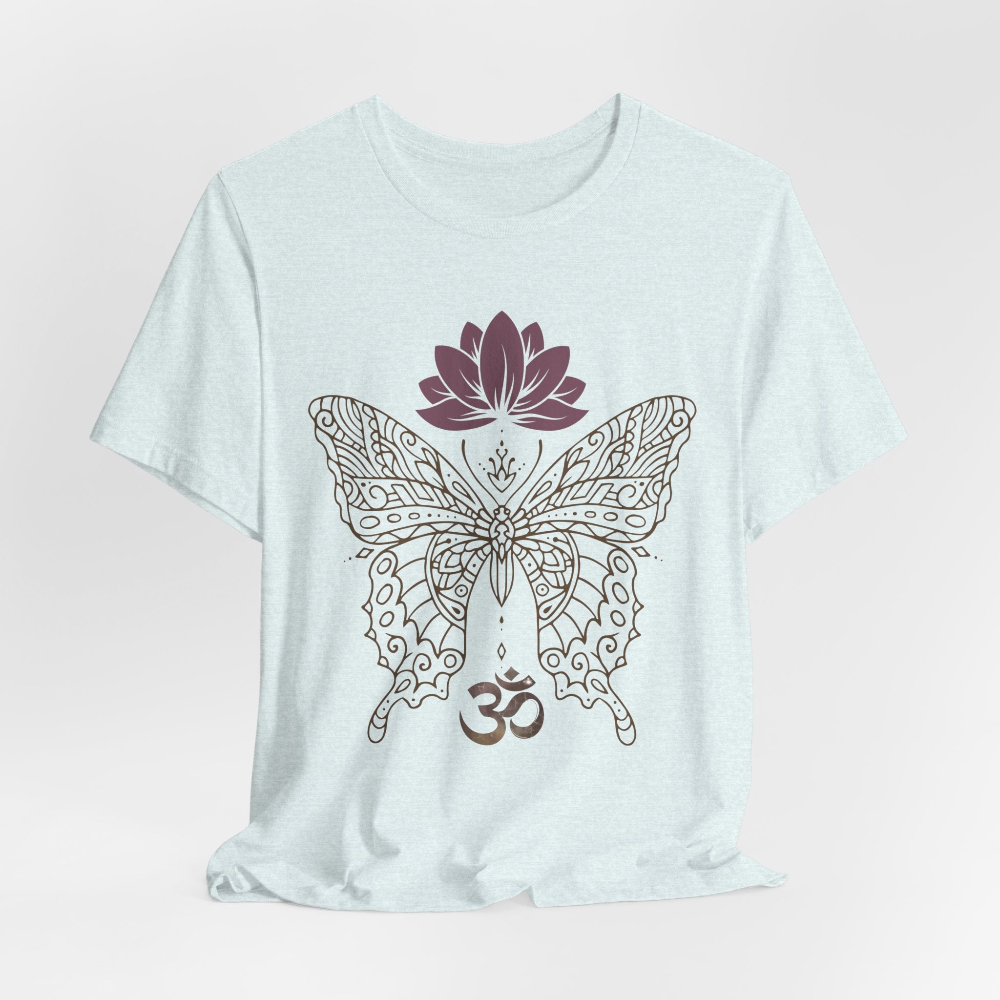 Mandala Butterfly Om Symbol T-Shirt | Lotus Meditation Tee
