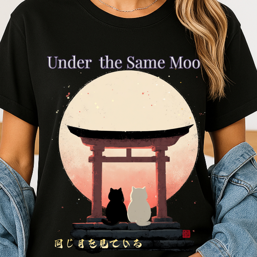 Under the Same Moon — Japanese Cat T-Shirt