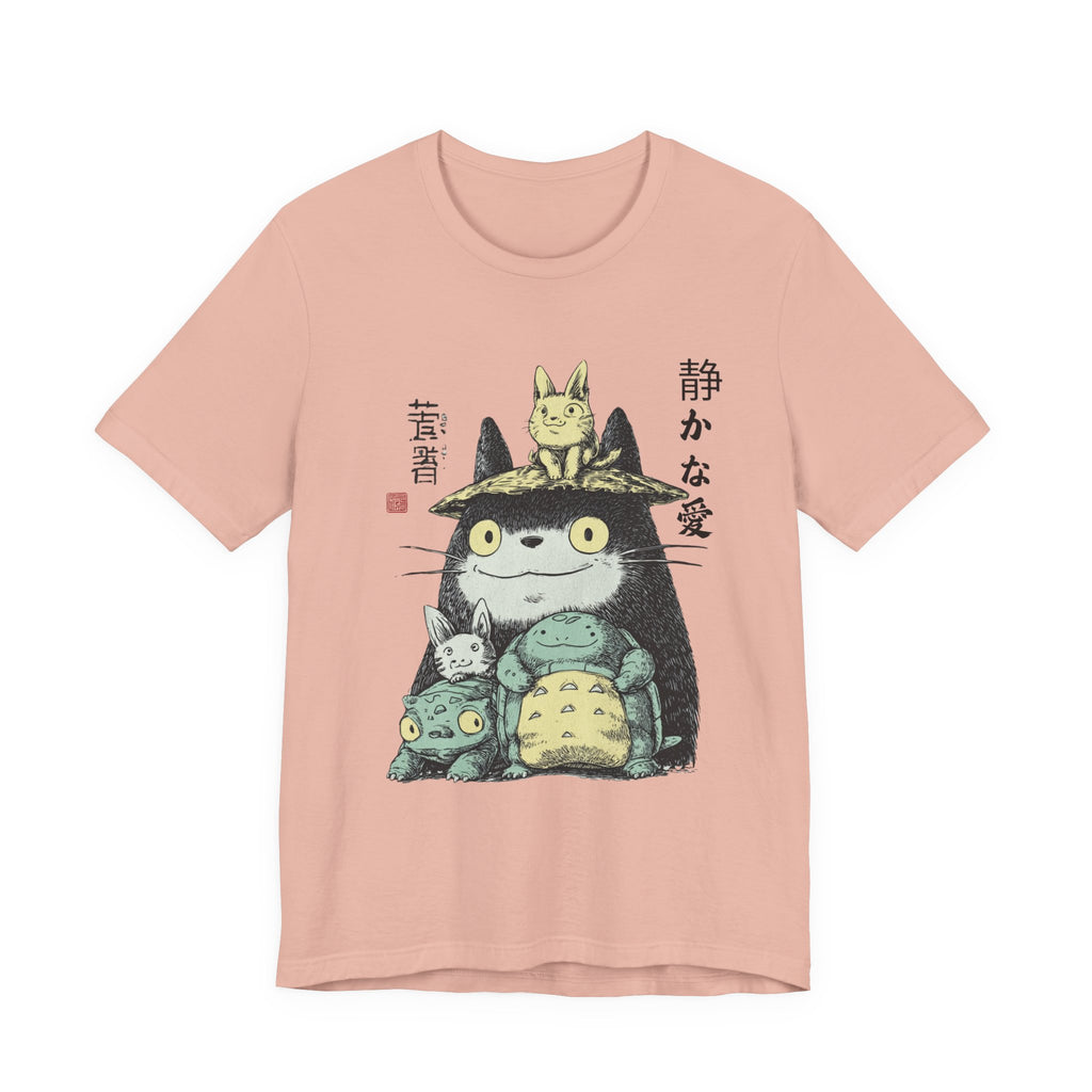 Japanese Style Cute Animal Graphic Tee with Quiet Love