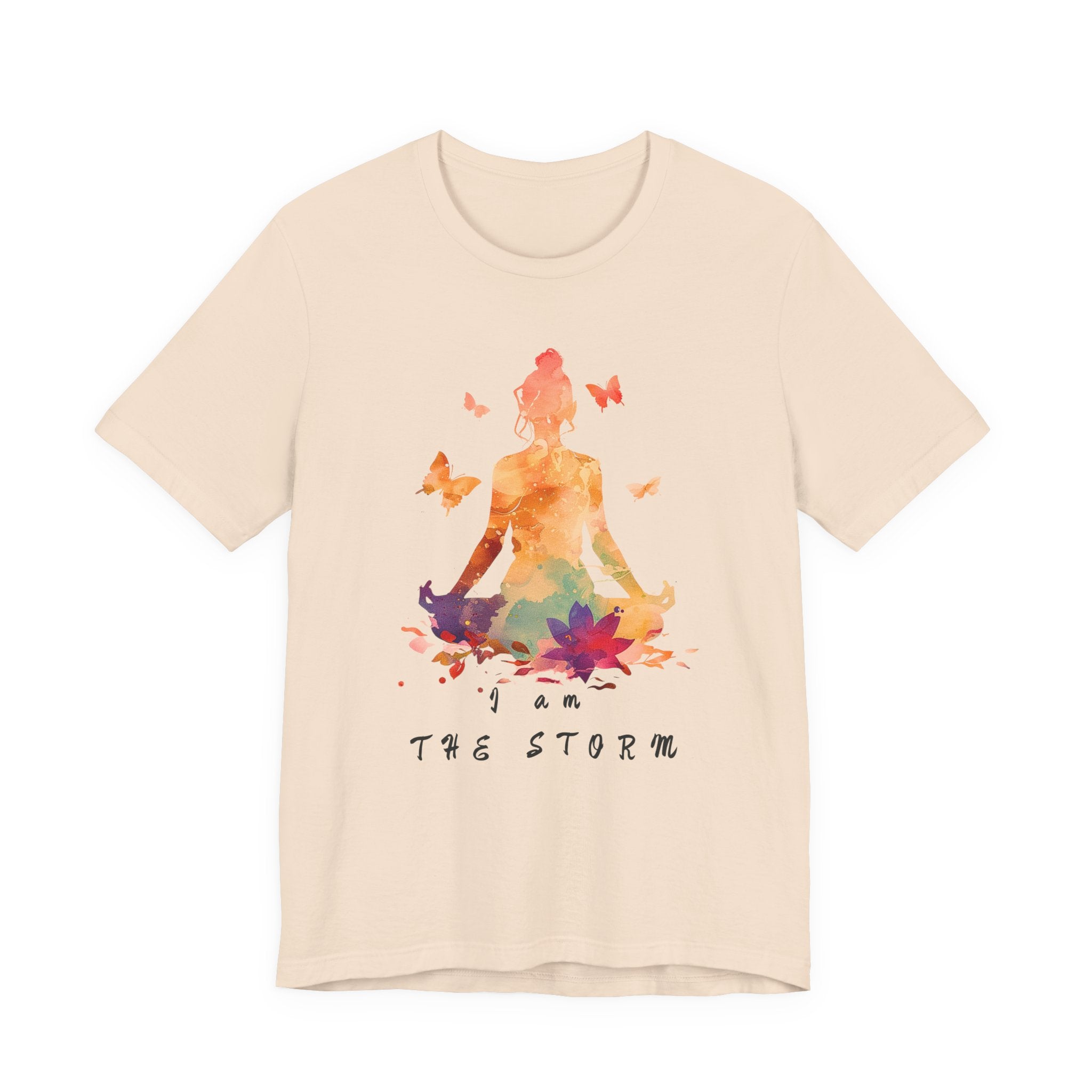I Am The Storm meditation silhouette Tee | watercolor lotus, butterflies