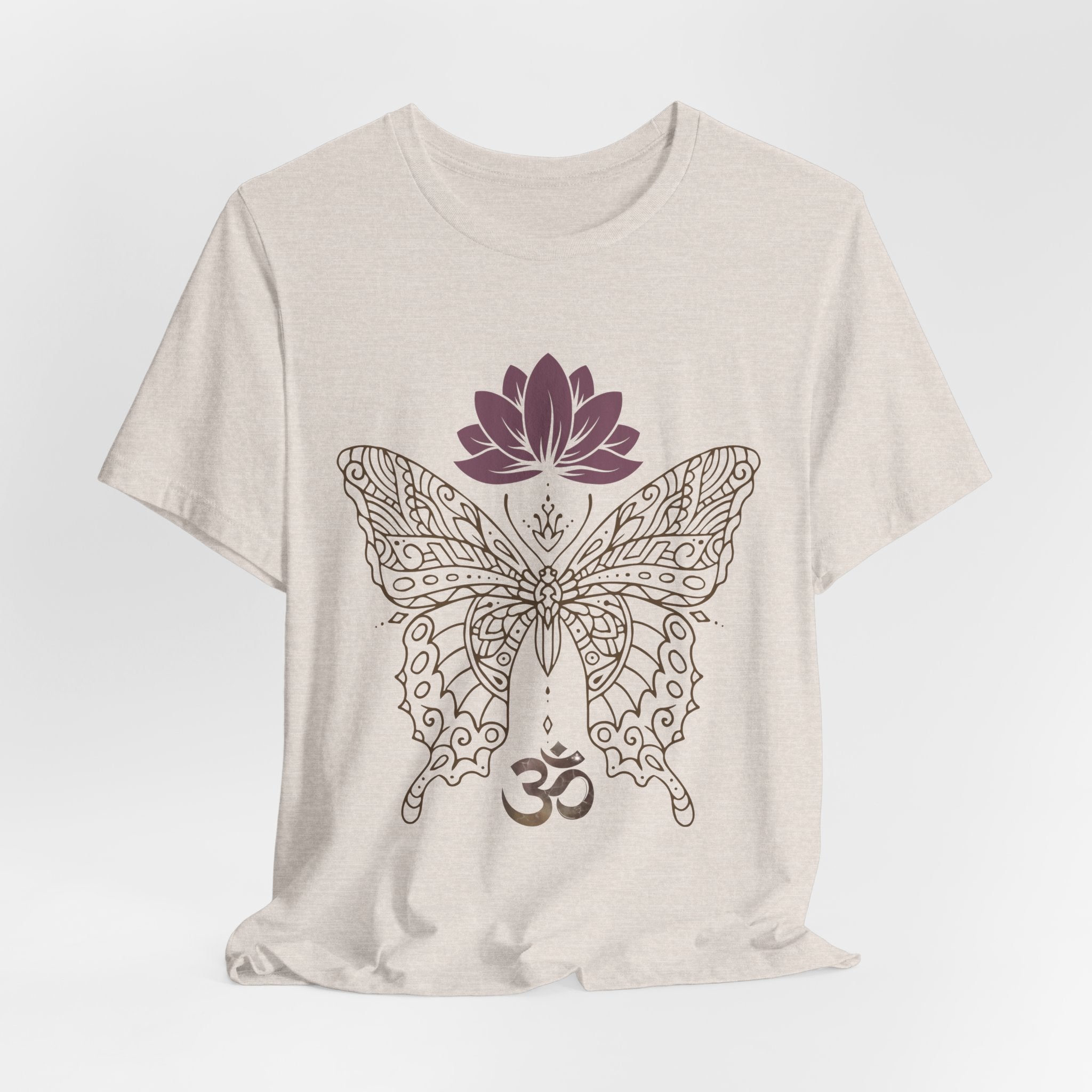 Mandala Butterfly Om Symbol T-Shirt | Lotus Meditation Tee