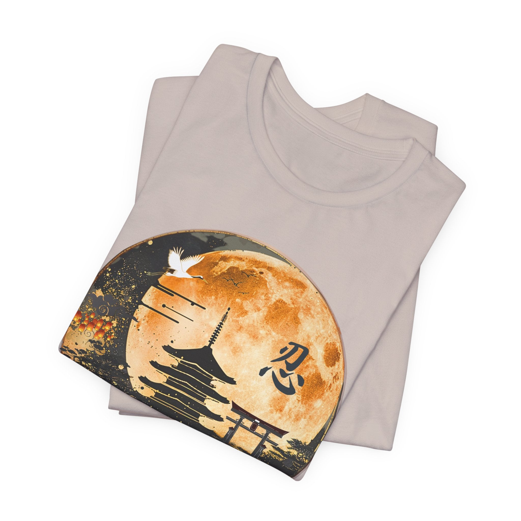 Moonlit Pagoda Tee — Japanese Temple Silhouette with Moon and Kanji