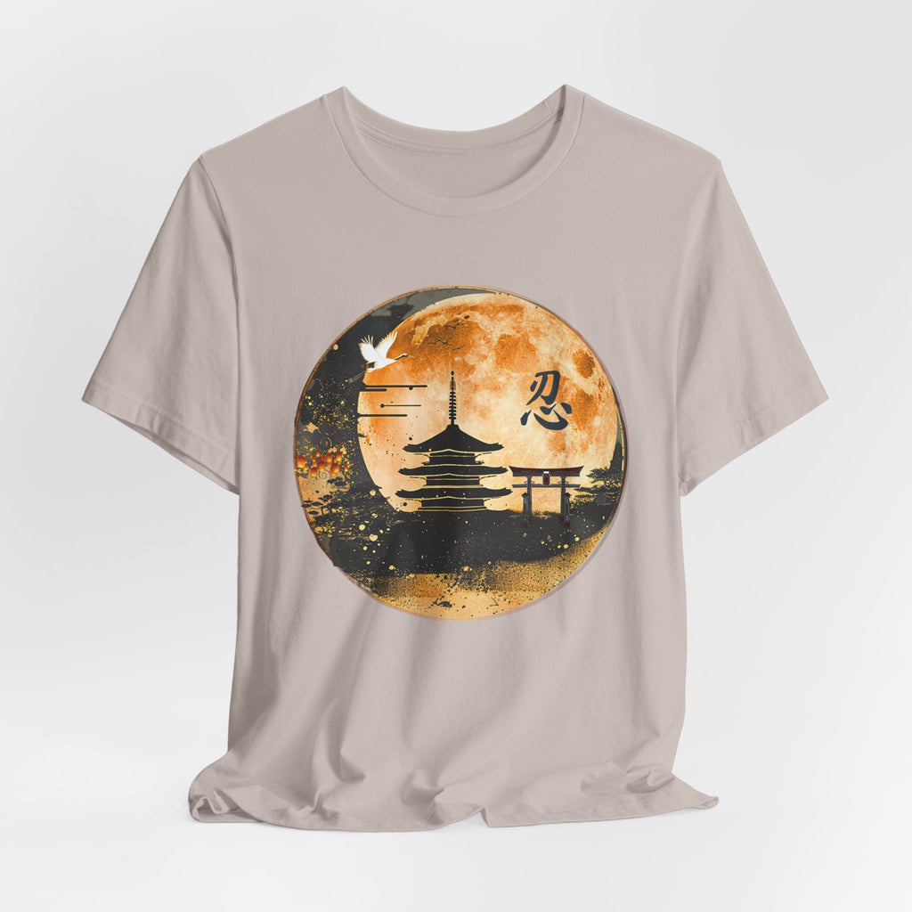 Moonlit Pagoda Tee — Japanese Temple Silhouette with Moon and Kanji