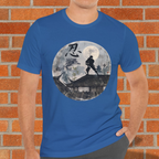 Ninja Moon T-Shirt — Silhouette Shinobi on Rooftop with Kanji Art