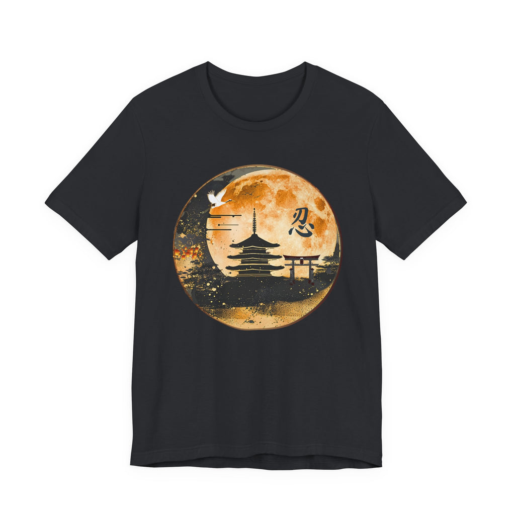 Moonlit Pagoda Tee — Japanese Temple Silhouette with Moon and Kanji