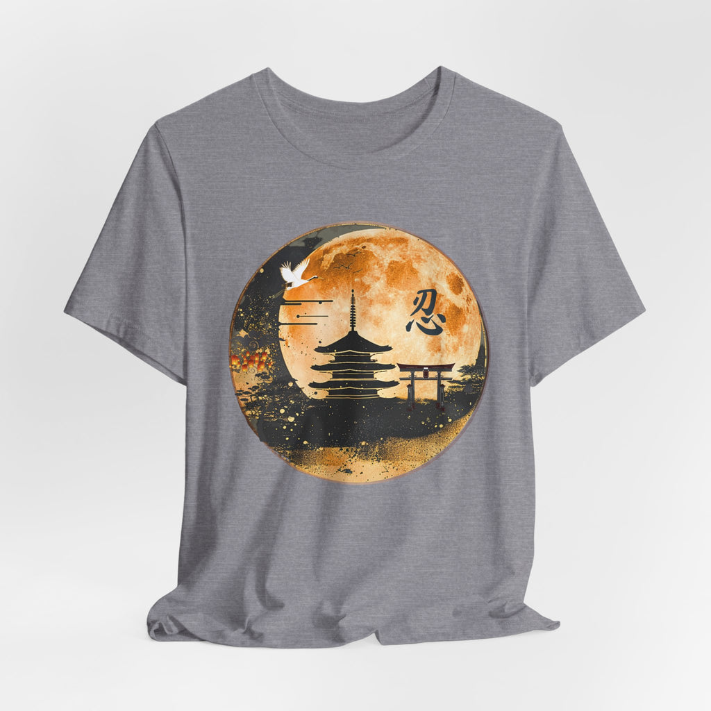 Moonlit Pagoda Tee — Japanese Temple Silhouette with Moon and Kanji