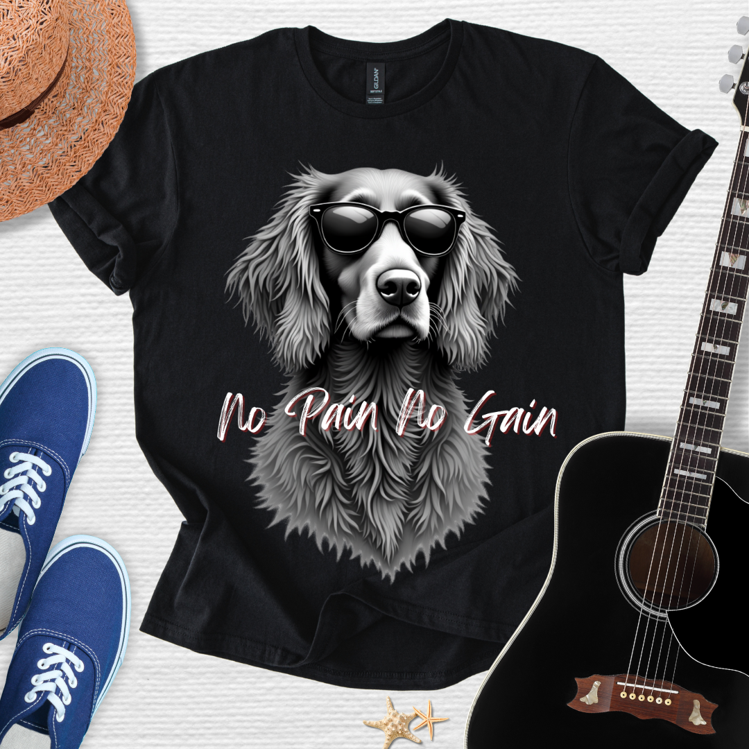No Pain No Gain Sporty Dog Art Tee