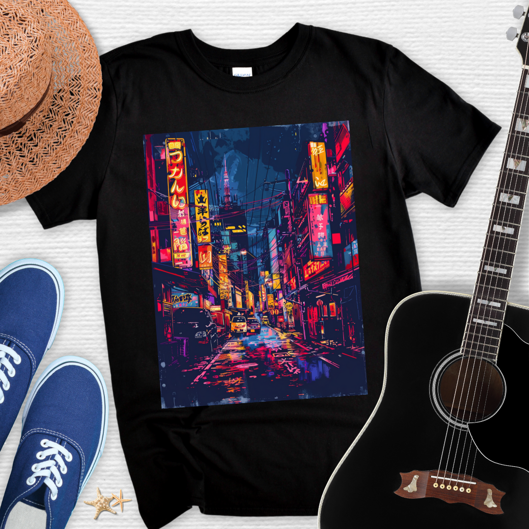 Japanese Urban Nightscape , Street Art Tee
