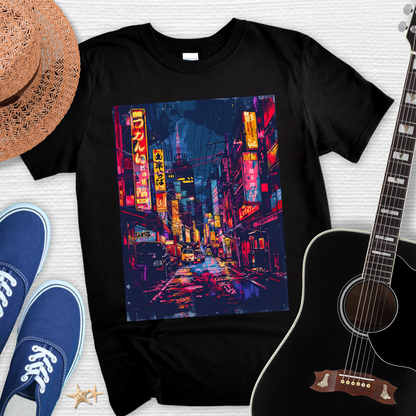 Japanese Urban Nightscape , Street Art Tee