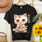 Japanese Chill Cat Eating Ramen Tee