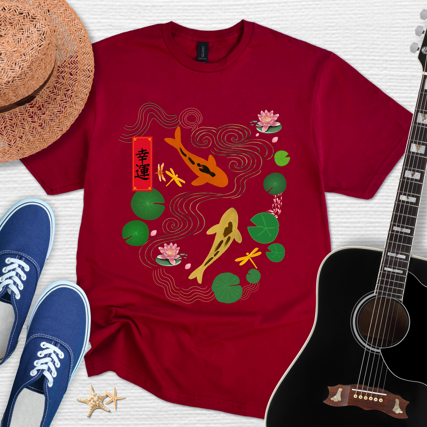 Serene Koi Fish & Good Fortune – Japanese Inspired Tee