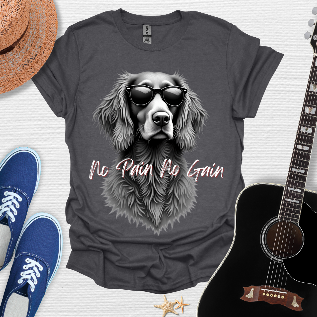 No Pain No Gain Sporty Dog Art Tee