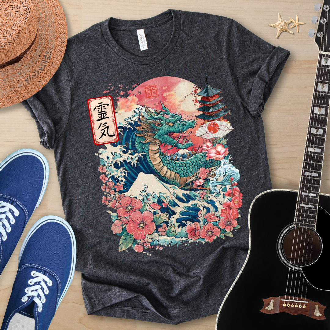 Japanese Dragon Art Unisex Tee - Vintage Style