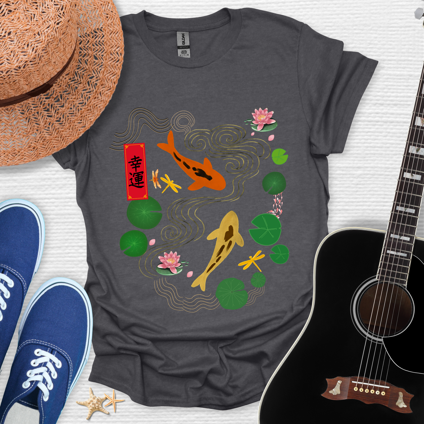 Serene Koi Fish & Good Fortune – Japanese Inspired Tee