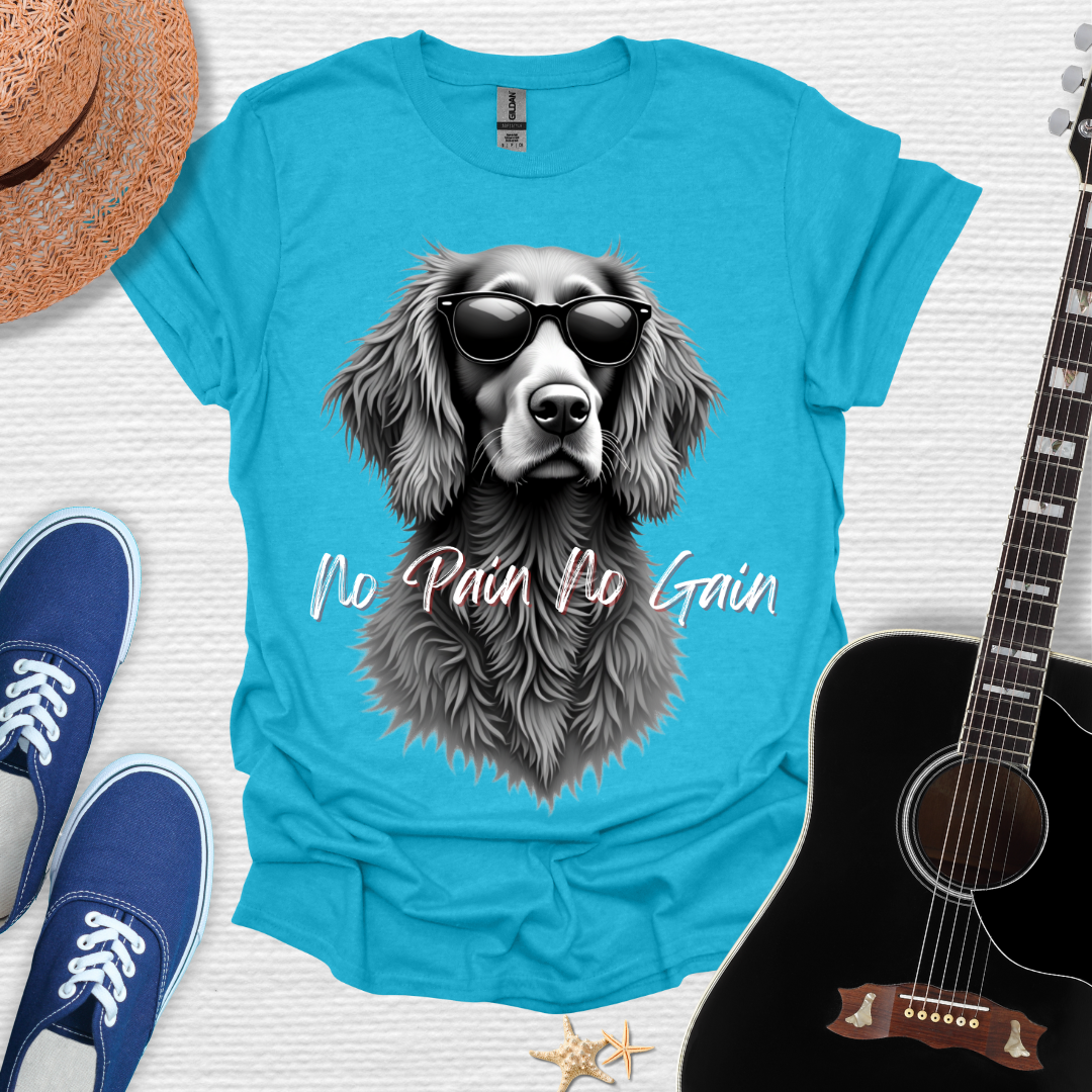 No Pain No Gain Sporty Dog Art Tee