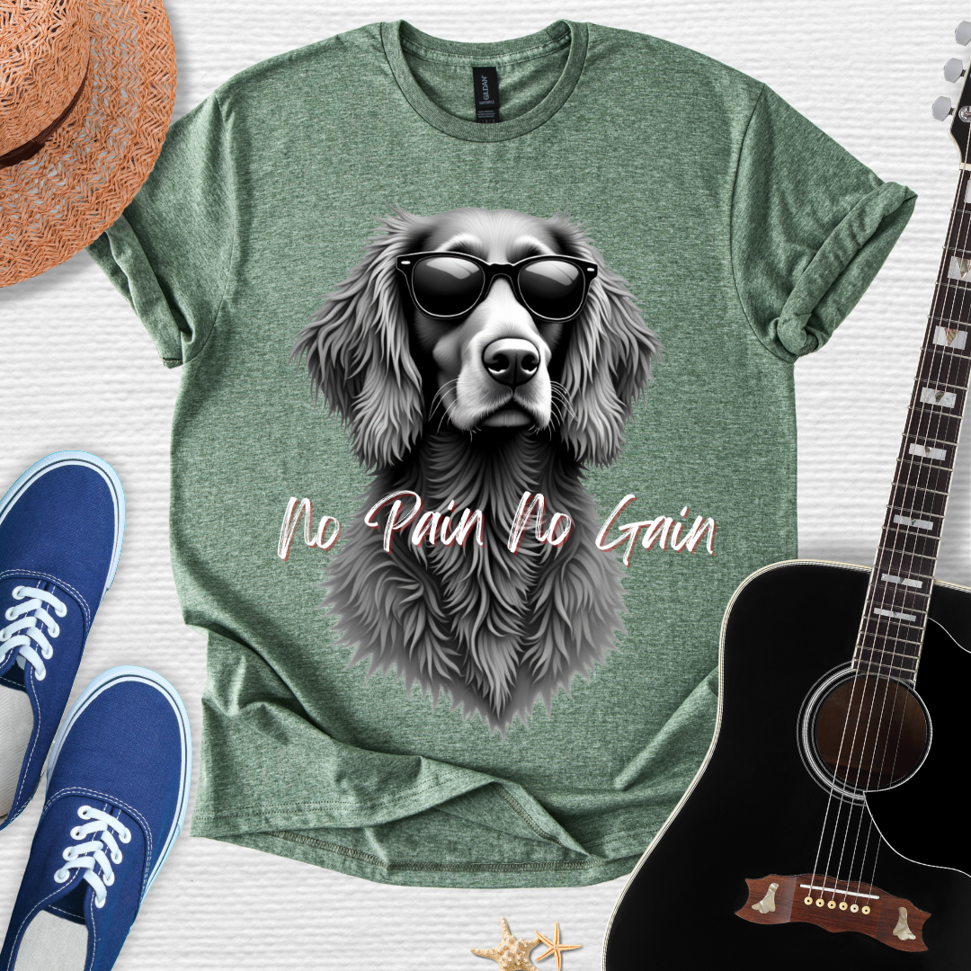 No Pain No Gain Sporty Dog Art Tee