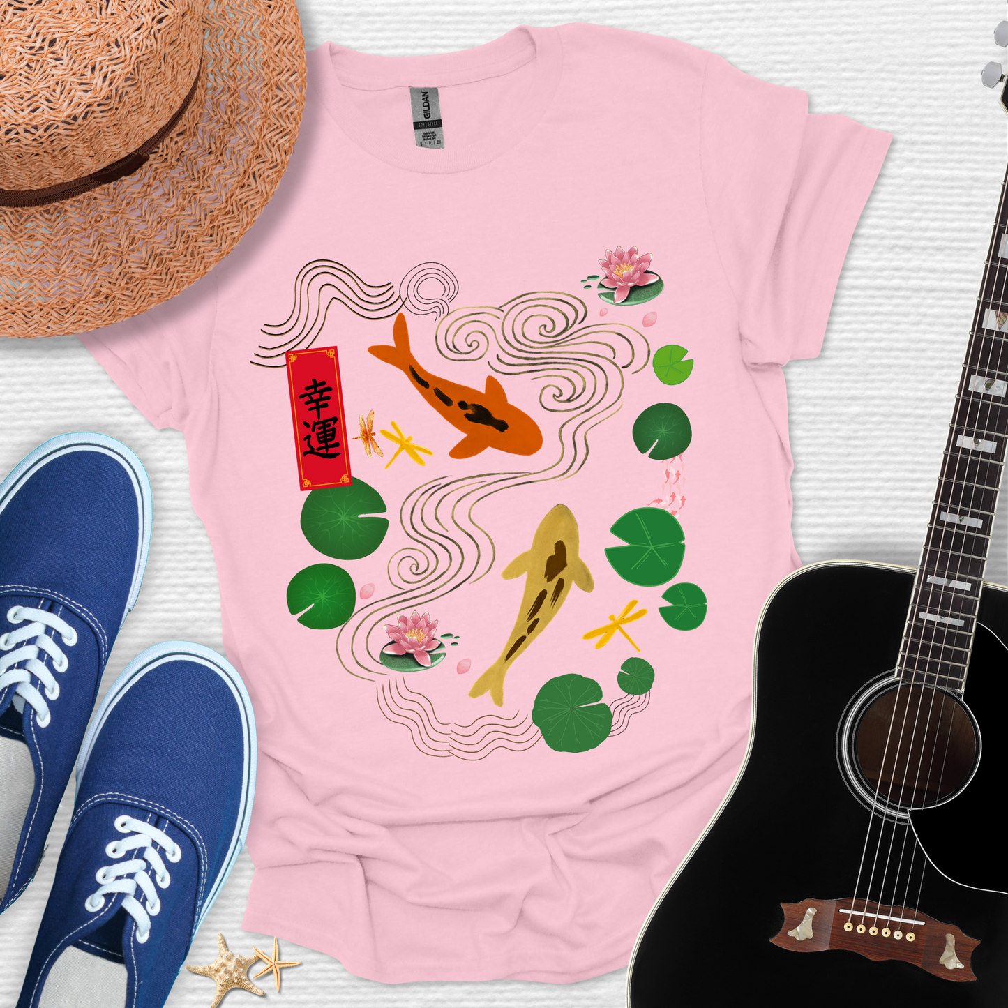Serene Koi Fish & Good Fortune – Japanese Inspired Tee