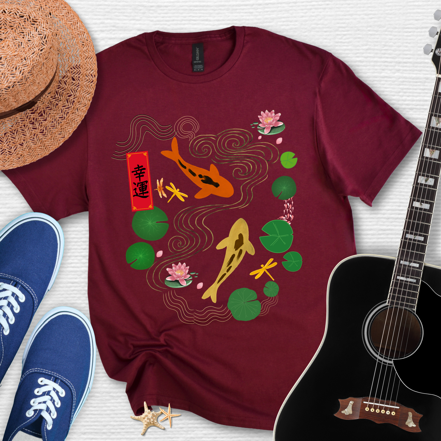 Serene Koi Fish & Good Fortune – Japanese Inspired Tee