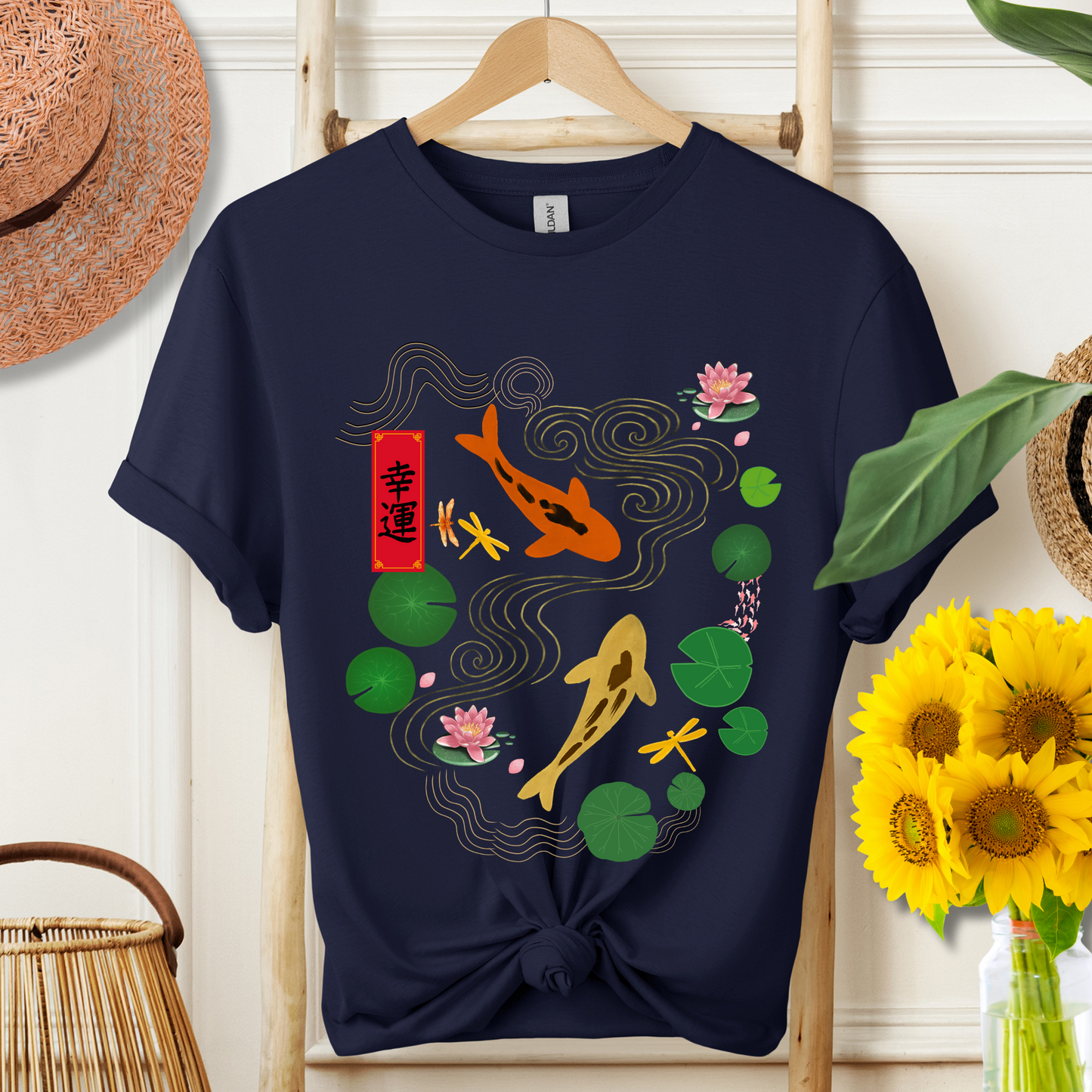 Serene Koi Fish & Good Fortune – Japanese Inspired Tee