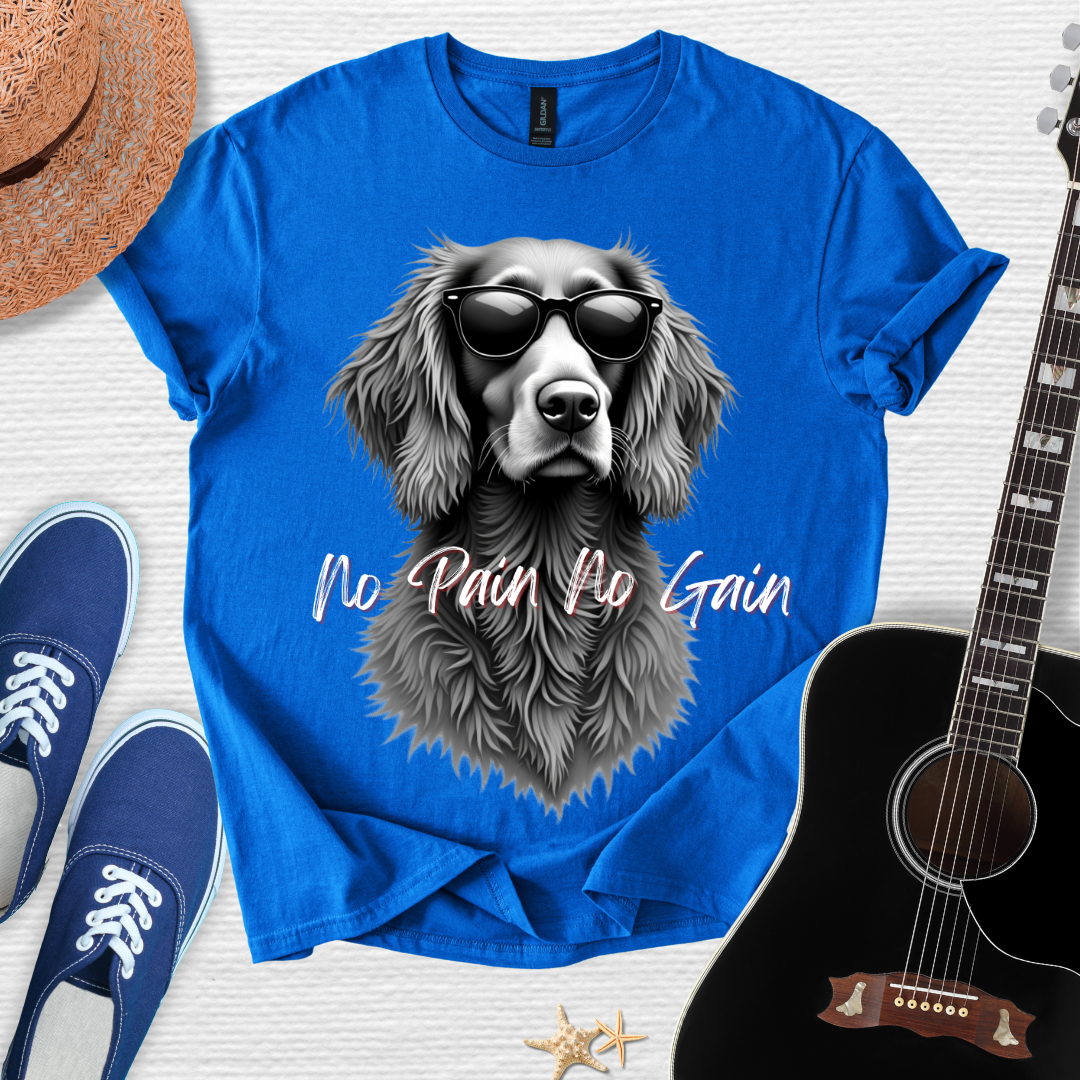 No Pain No Gain Sporty Dog Art Tee