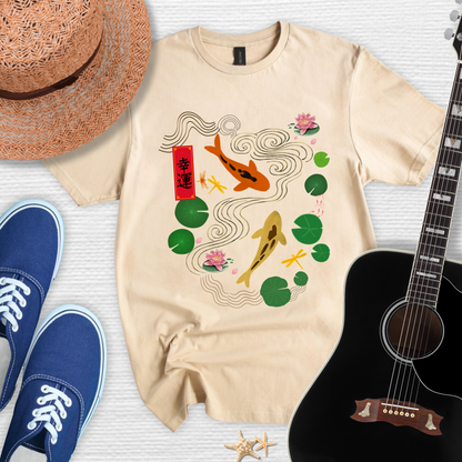 Serene Koi Fish & Good Fortune – Japanese Inspired Tee