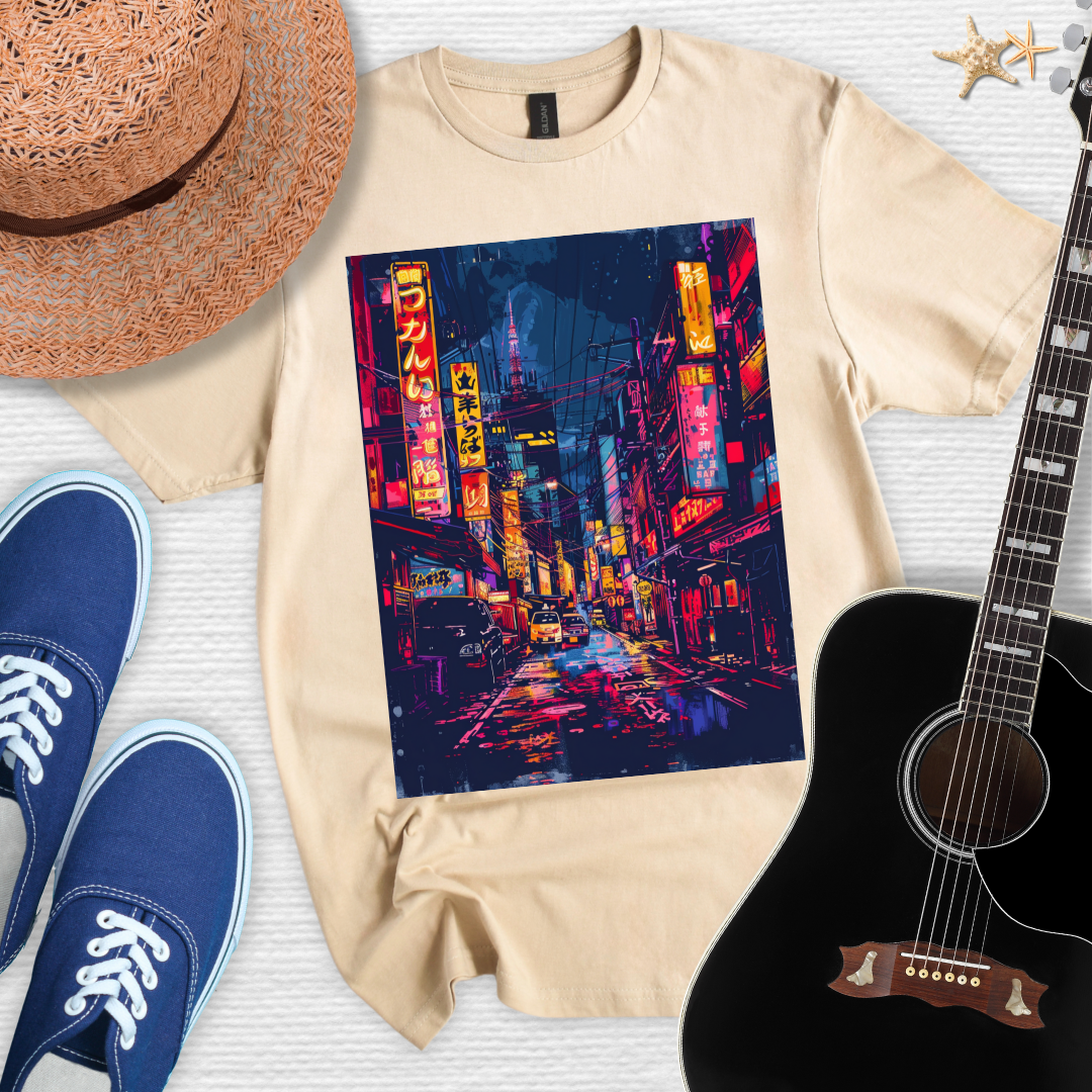 Japanese Urban Nightscape , Street Art Tee