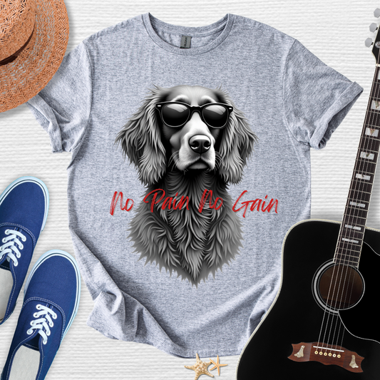 No Pain No Gain Sporty Dog Art Tee