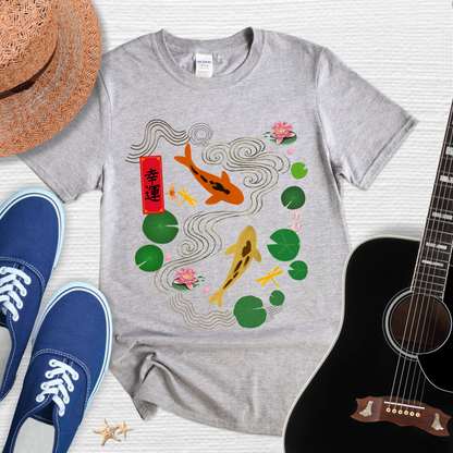 Serene Koi Fish & Good Fortune – Japanese Inspired Tee