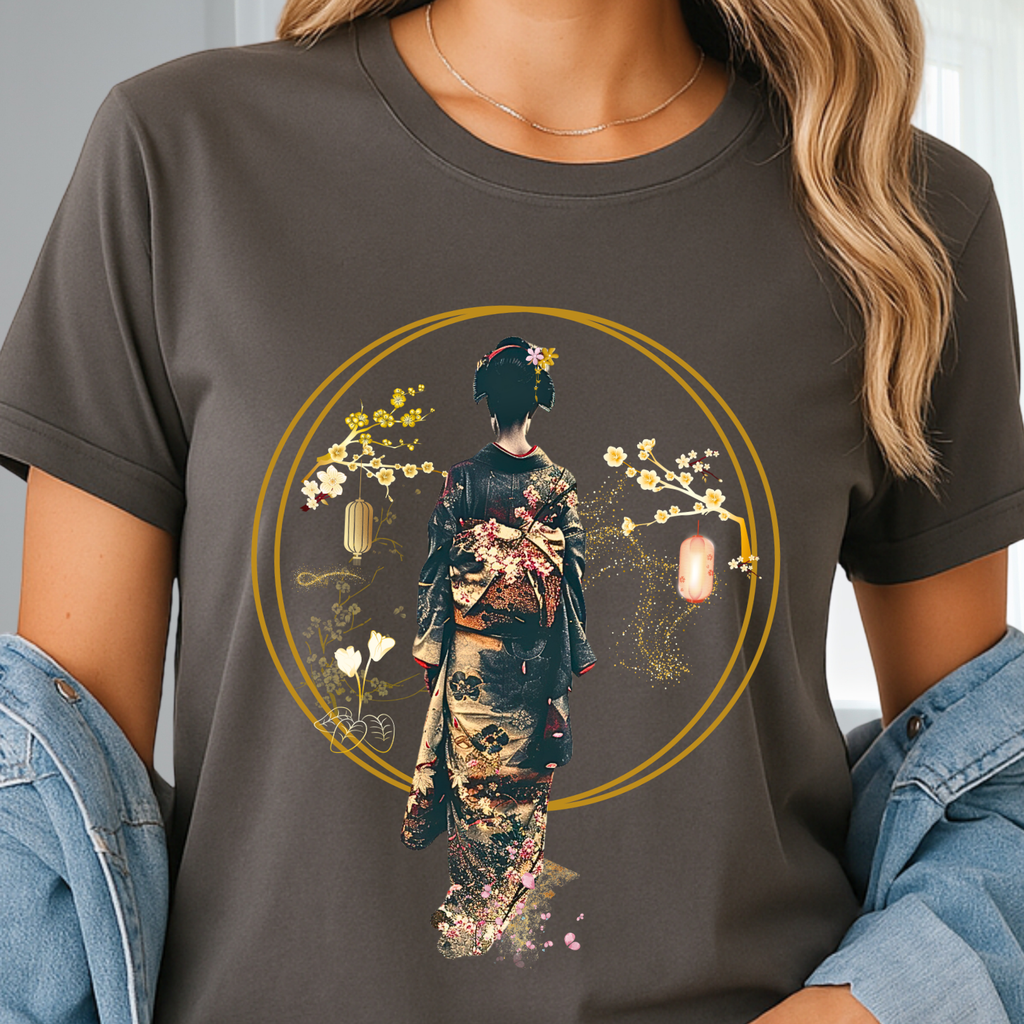 Geisha Silhouette Tee | Midnight Sakura Geisha