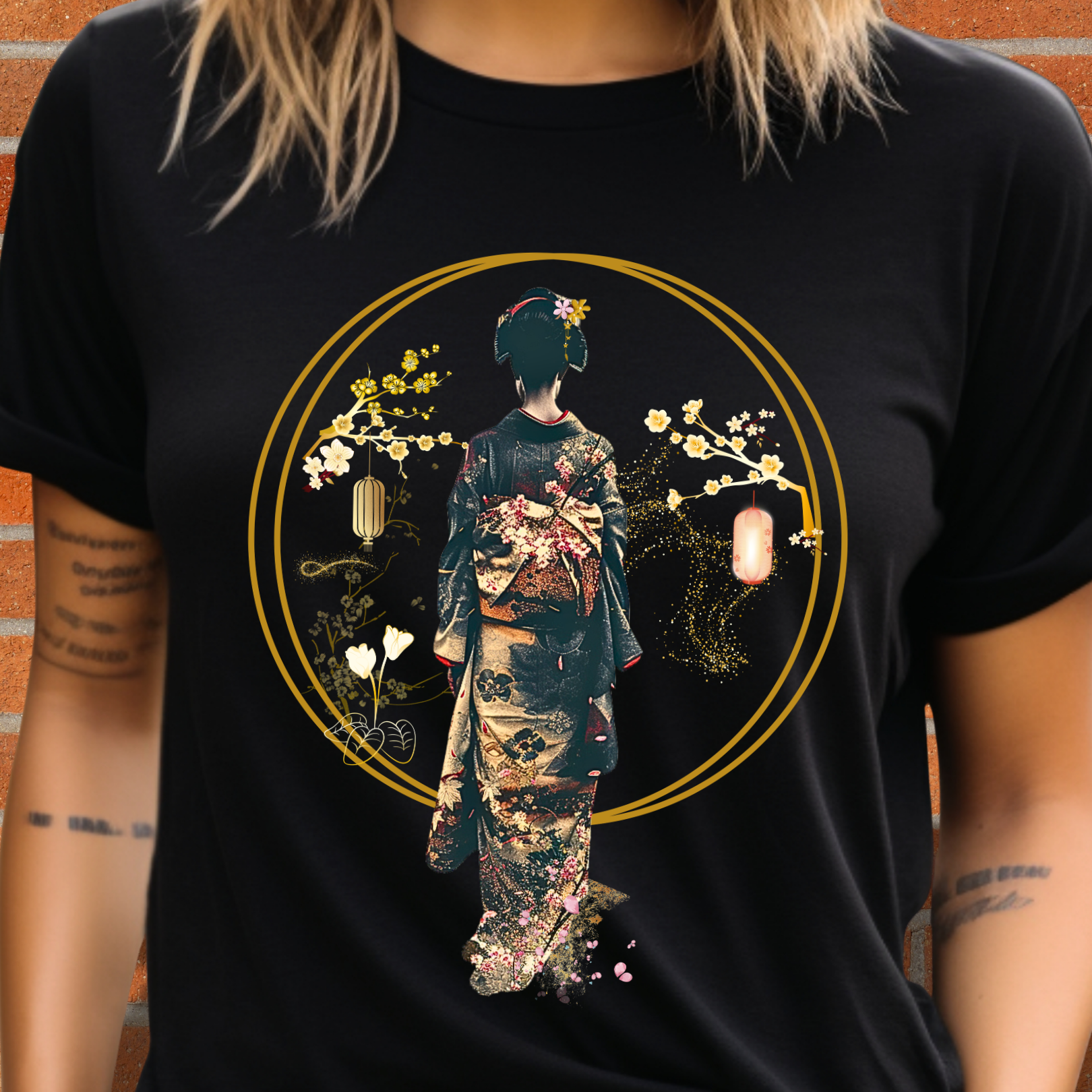 Geisha Silhouette Tee | Midnight Sakura Geisha