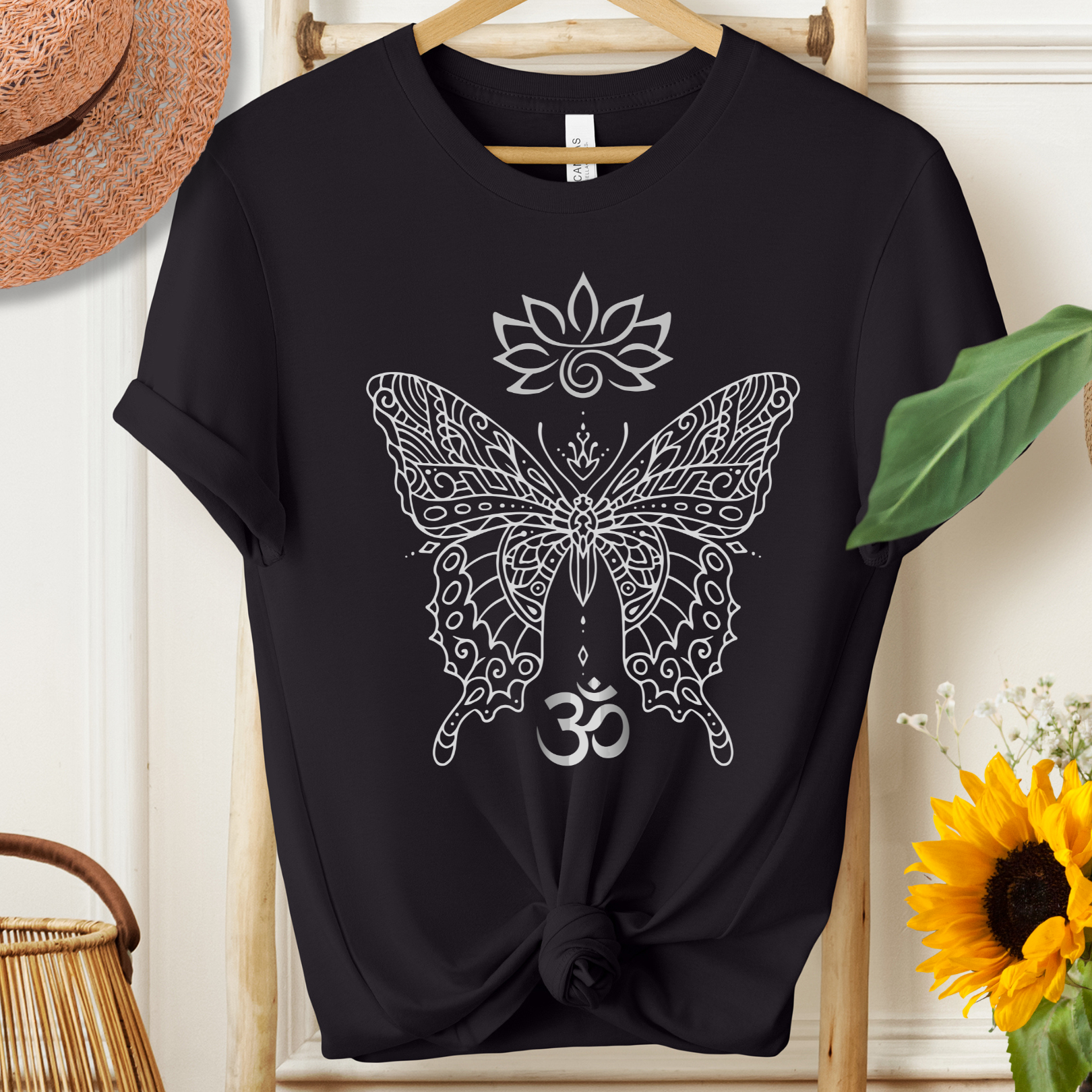 Butterfly Lotus OM Tee — Yoga Lotus Tee