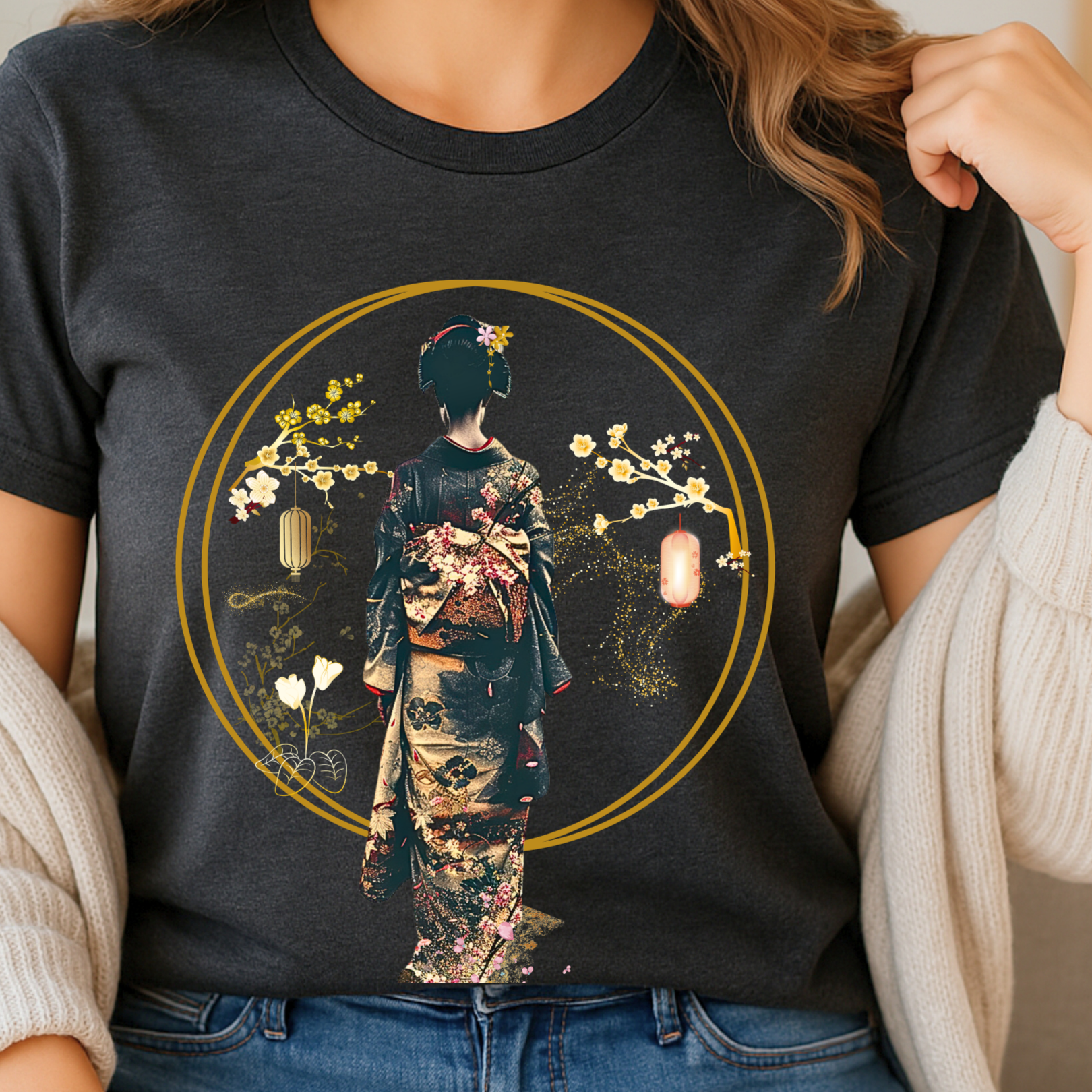 Geisha Silhouette Tee | Midnight Sakura Geisha