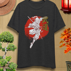 Samurai Silhouette T-Shirt — Red Kanji ‘Budo’ Graphic Tee