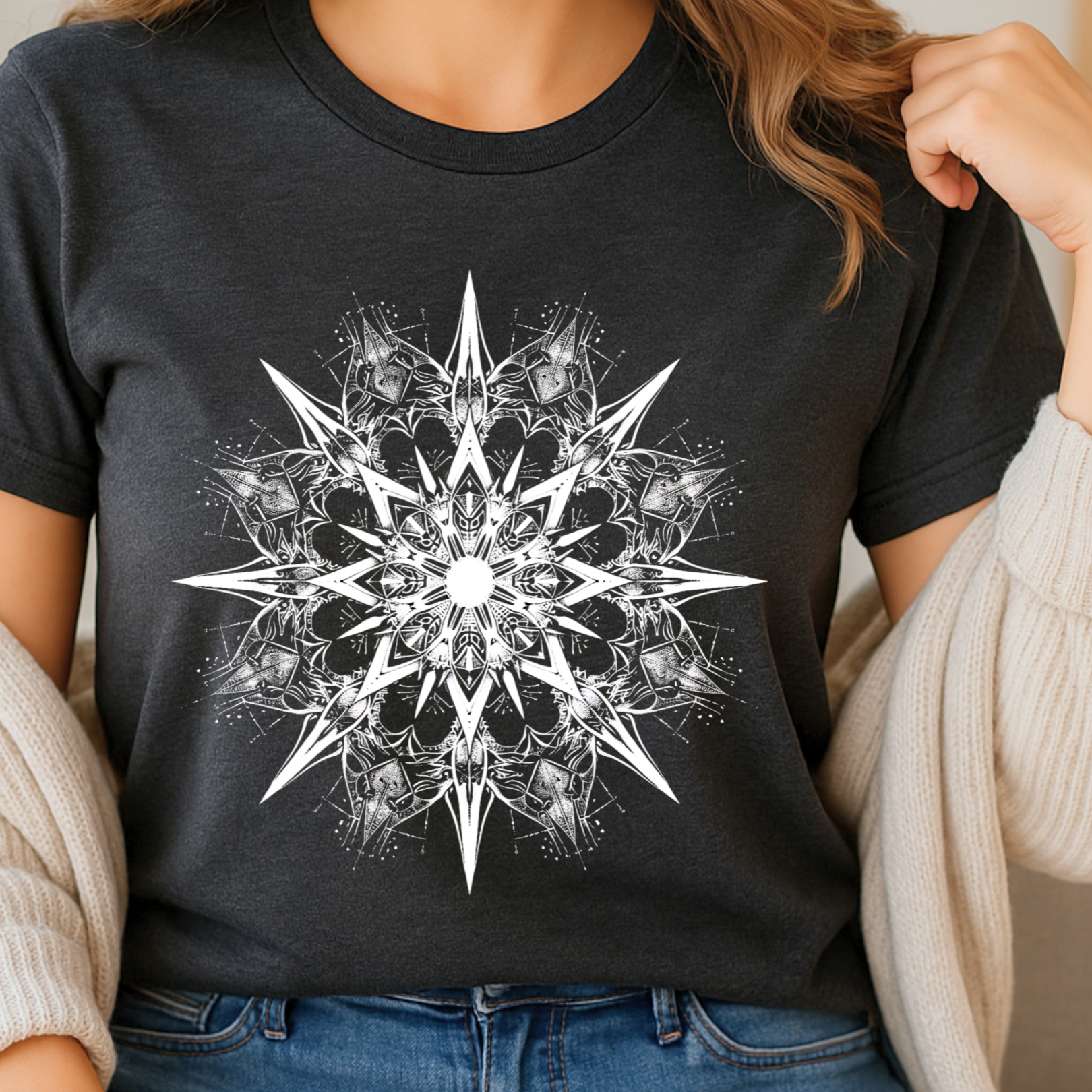 Intricate White Mandala Tee