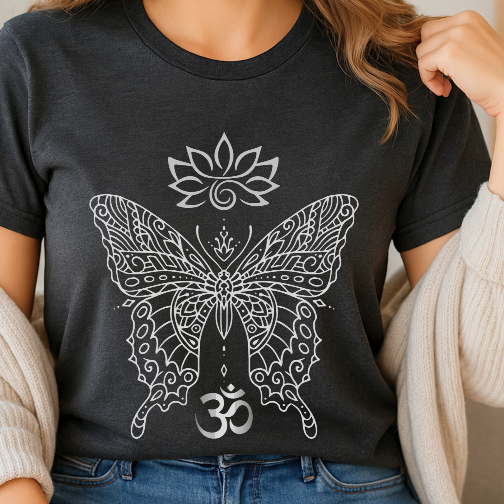 Butterfly Lotus OM Tee — Yoga Lotus Tee