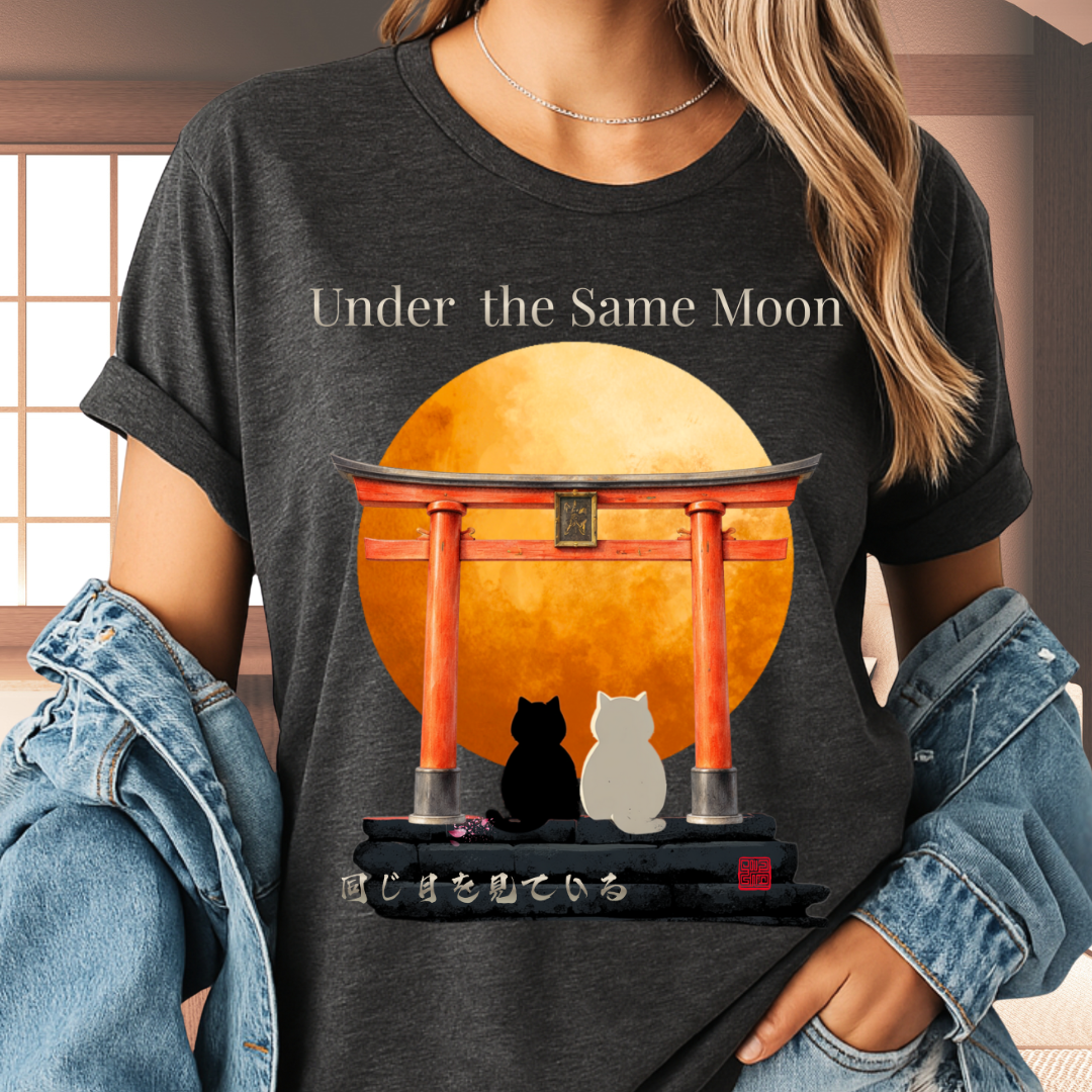 Under the Same Moon — Japanese Cat T-Shirt